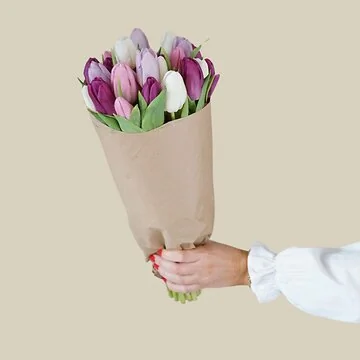 Bundt med 30 stilke pastel tulipaner - Farvemix kan variere